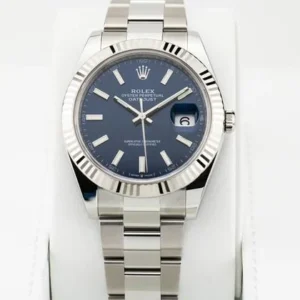 Rolex Datejust 41 Blue Stick Dial Fluted Oyster 126334