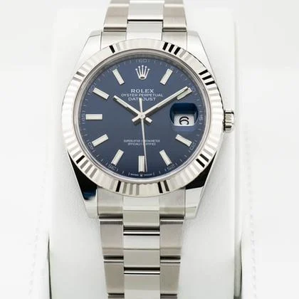 Rolex Datejust 41 Blue Stick Dial Fluted Oyster 126334