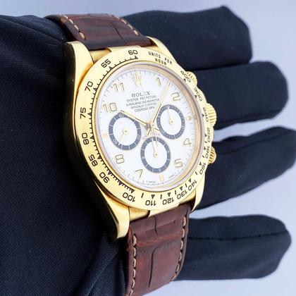 Rolex Daytona 16518 18K Yellow Gold White Dial Mens Watch - Image 4