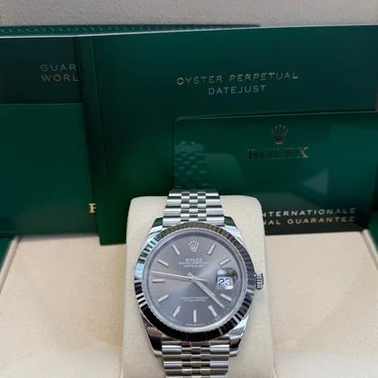Rolex Datejust 41 Stainless Steel & White Gold Dark Rhodium Index Dial Jubilee (126334) - Image 3