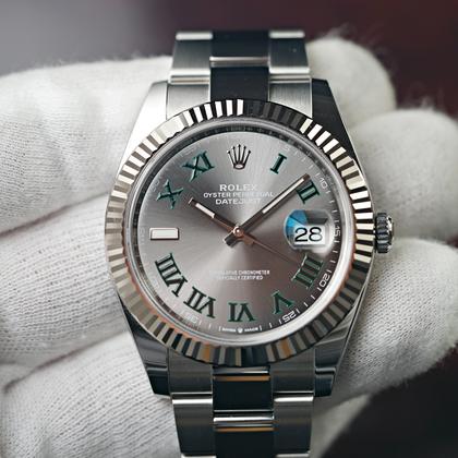 Rolex Datejust 41 2025 NEW Fluted Wimbledon Oyster 126334 Slate Green Roman Dial - Image 3