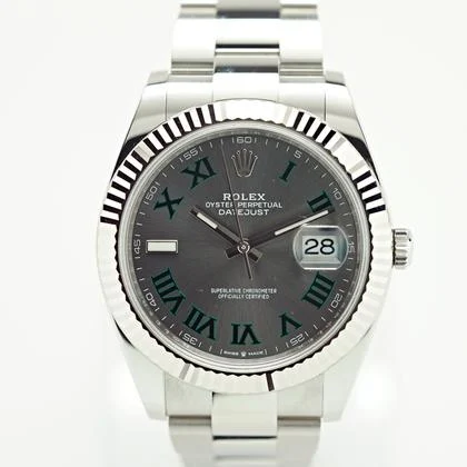Rolex Datejust 41 2025 NEW Fluted Wimbledon Oyster 126334 Slate Green Roman Dial - Image 6
