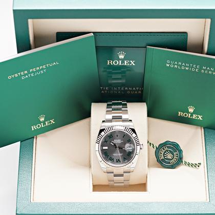 Rolex Datejust 41 2025 NEW Fluted Wimbledon Oyster 126334 Slate Green Roman Dial