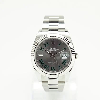 Rolex Datejust 41 2025 NEW Fluted Wimbledon Oyster 126334 Slate Green Roman Dial - Image 5