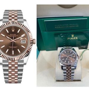 Rolex Datejust 41 II Two Tone Rose Gold Stainless Steel 41mm Fluted Chocolate Index Dial Jubilee