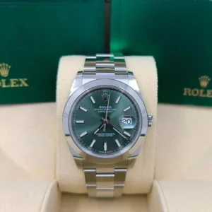 Rolex Datejust 41 Automatic Green Dial Stainless Mint 2024 41mm Green Index Dial Oyster 126300-0019