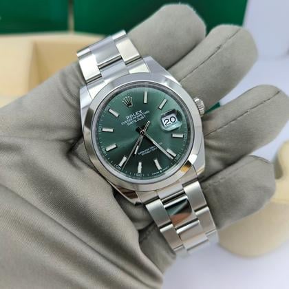 Rolex Datejust 41 2025 NEW Fluted Wimbledon Oyster 126334 Slate Green Roman Dial - Image 2