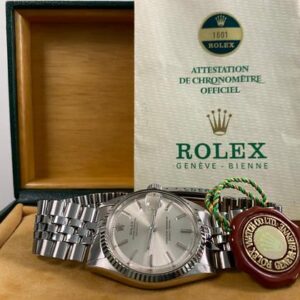 Rolex Datejust 36 Very Good Condition 1973 Datejust 36 Steel Jubilee Silver Index Dial 1601 FULL SET