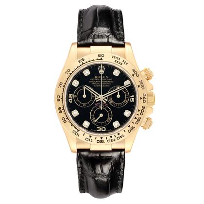 Rolex Daytona Yellow Gold Black Diamond Dial Mens Watch 116518 - Image 6