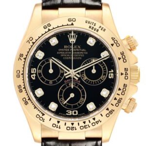 Rolex Daytona Yellow Gold Black Diamond Dial Mens Watch 116518