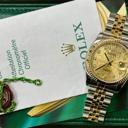 Rolex Datejust 36 116233 36MM Gold Diamond Dial Jubilee Band Box + Papers - Image 11