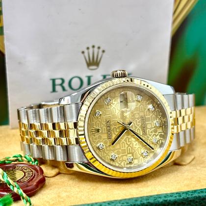 Rolex Datejust 36 116233 36MM Gold Diamond Dial Jubilee Band Box + Papers - Image 3