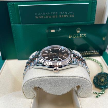 Rolex Datejust 41 II Two Tone Rose Gold Stainless Steel 41mm Fluted Chocolate Index Dial Jubilee - Image 5