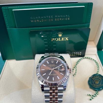 Rolex Datejust 41 II Two Tone Rose Gold Stainless Steel 41mm Fluted Chocolate Index Dial Jubilee - Image 3