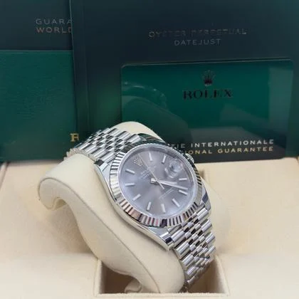 Rolex Datejust 41 Stainless Steel & White Gold Dark Rhodium Index Dial Jubilee (126334) - Image 5