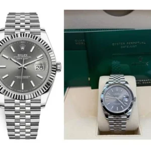 Rolex Datejust 41 Stainless Steel & White Gold Dark Rhodium Index Dial Jubilee (126334)