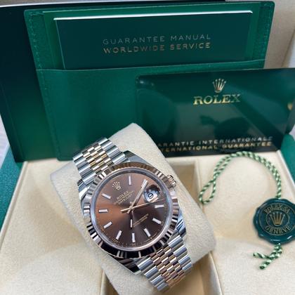 Rolex Datejust 41 II Two Tone Rose Gold Stainless Steel 41mm Fluted Chocolate Index Dial Jubilee - Image 7