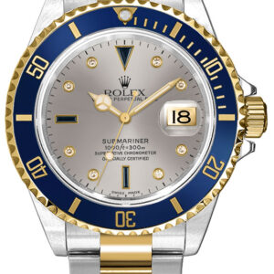 Rolex Submariner Date Diamond Sapphire Serti Men's Watch 16613