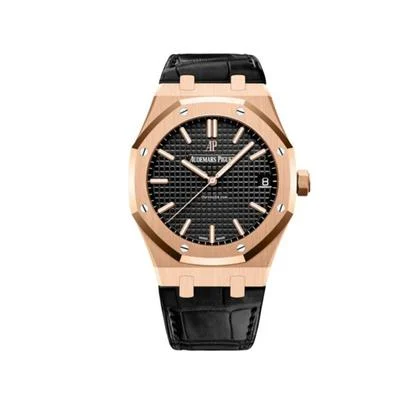 Audemars Piguet Royal Oak Selfwinding Date 41mm Rose Gold Black Dial Black Leather 15500OR - Image 11