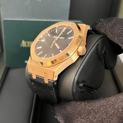 Audemars Piguet Royal Oak Selfwinding Date 41mm Rose Gold Black Dial Black Leather 15500OR - Image 4