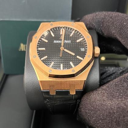 Audemars Piguet Royal Oak Selfwinding Date 41mm Rose Gold Black Dial Black Leather 15500OR - Image 3