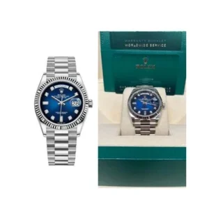 Rolex Day-Date 36 White Gold Day-Date 36 Watch - Fluted Bezel - Blue Ombre´ Diamond Dial 128239