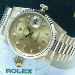 Rolex Day-Date 36 UN-WORN Boxes Papers Champagne Diamond Dial Fluted Bezel 18238