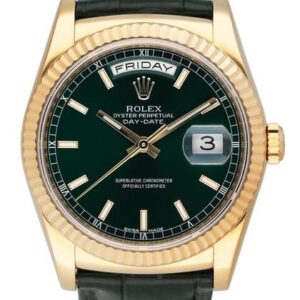 Rolex Day-Date 36 118138 Green Dial 18K Yellow Gold Mens Watch