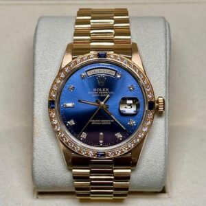 Rolex Day-Date 36 36mm President 18K Yellow Gold Original Blue Diamond Dial 18238 Year 1995