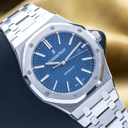 Audemars Piguet Royal Oak Selfwinding 41mm Blue Dial Stainless Steel AP 15400ST - Complete Set - Image 15