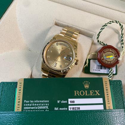 Rolex Day-Date 36 Like NEW V serial Day-Date "President" Yellow Gold Champagne Diamond Dial 118238 FULL SET - Image 7