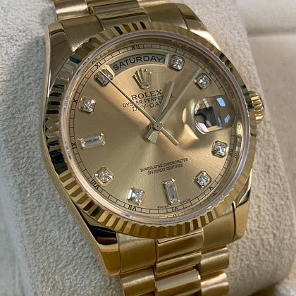 Rolex Day-Date 36 Like NEW V serial Day-Date "President" Yellow Gold Champagne Diamond Dial 118238 FULL SET - Image 12