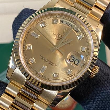 Rolex Day-Date 36 Like NEW V serial Day-Date "President" Yellow Gold Champagne Diamond Dial 118238 FULL SET - Image 3