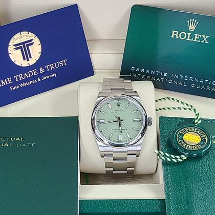 Rolex Oyster Perpetual 36 BNIB 2025 Novelty Color New PISTACHIO Green OP 36 Full Set Box Papers Shipping Bag Unworn Brand New - Image 9