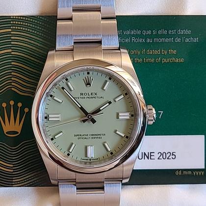 Rolex Oyster Perpetual 36 BNIB 2025 Novelty Color New PISTACHIO Green OP 36 Full Set Box Papers Shipping Bag Unworn Brand New - Image 7