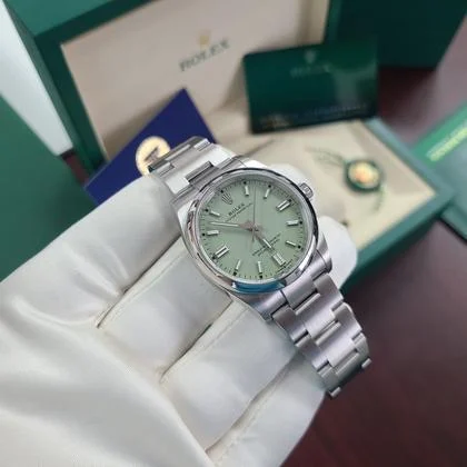 Rolex Oyster Perpetual 36 BNIB 2025 Novelty Color New PISTACHIO Green OP 36 Full Set Box Papers Shipping Bag Unworn Brand New - Image 5
