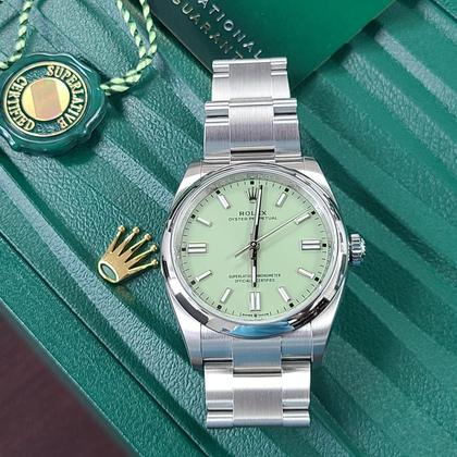 Rolex Oyster Perpetual 36 BNIB 2025 Novelty Color New PISTACHIO Green OP 36 Full Set Box Papers Shipping Bag Unworn Brand New - Image 15