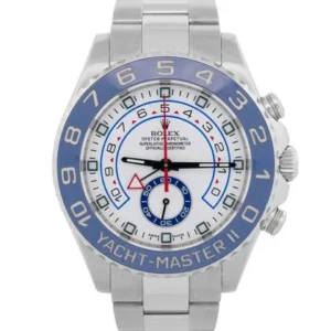 Rolex Yacht-Master II 44mm BLUE HANDS White Steel Ceramic Regatta 116680 Watch