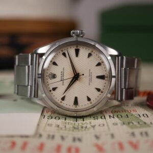 Rolex Oyster Perpetual 34 1953 Rolex Oyster Perpetual 6285 Unpolished Waffle Dial US Army Provenance Box Papers Gifted by Shah Of Iran
