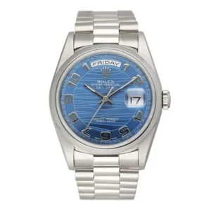Rolex Day-Date 36 18206 Platinum Blue Dial Mens Watch