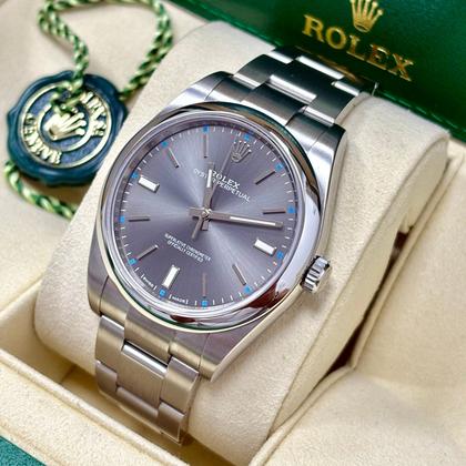 Rolex Oyster Perpetual 39 Grey Rhodium Dial 114300 + Box