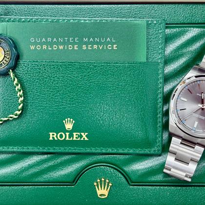 Rolex Oyster Perpetual 39 Grey Rhodium Dial 114300 + Box - Image 2