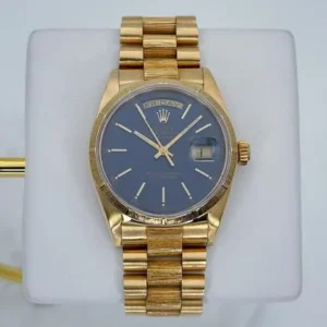 Rolex Day-Date 36 President 36 Factory Blue Dial Bark Finish w/Modern Box