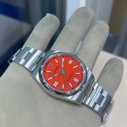 Rolex Oyster Perpetual 41 Coral Red Dial Stainless Steel 124300-0007 - Image 8