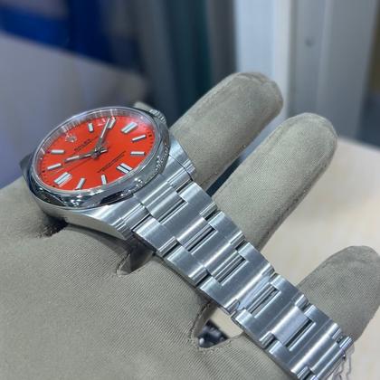 Rolex Oyster Perpetual 41 Coral Red Dial Stainless Steel 124300-0007 - Image 6